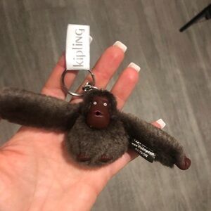 Kipling Furry Brown Monkey Keychain Alyson